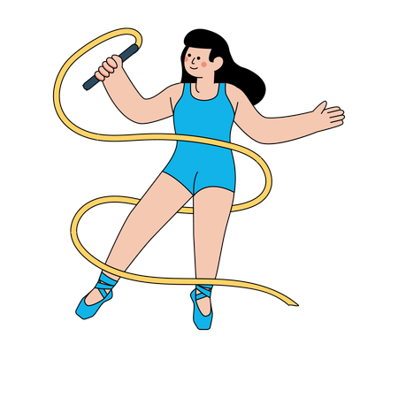 Girl enjoying rope jumping  Illustration