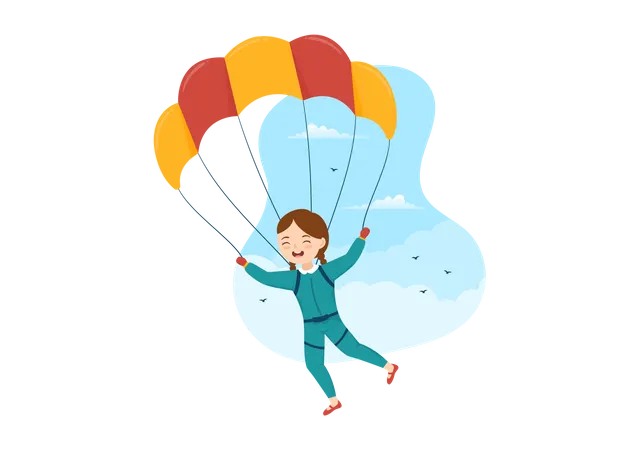 Girl enjoying skydiving  Illustration