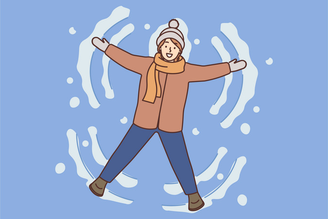 Girl enjoying snow  Illustration