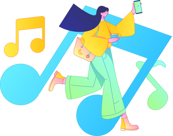 Girl enjoying song  Illustration