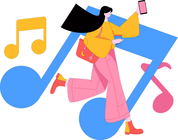 Girl enjoying song  Illustration