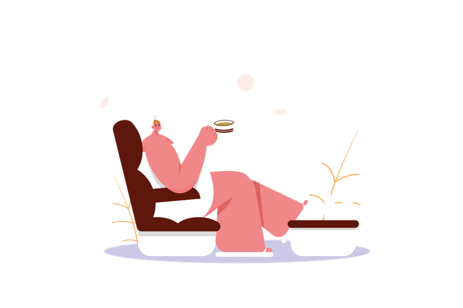 Girl enjoying spa at salon  Illustration