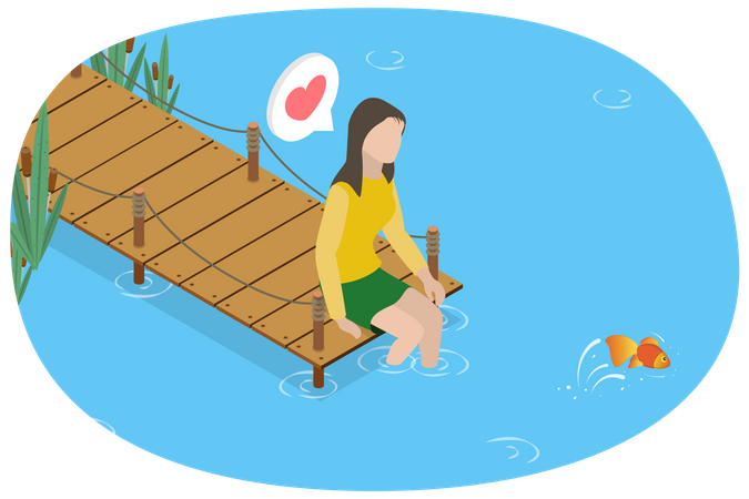 Girl Enjoying Summer  Illustration