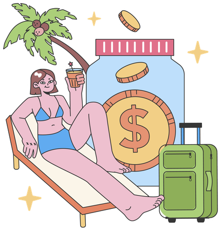 Girl enjoying summer trip  Illustration