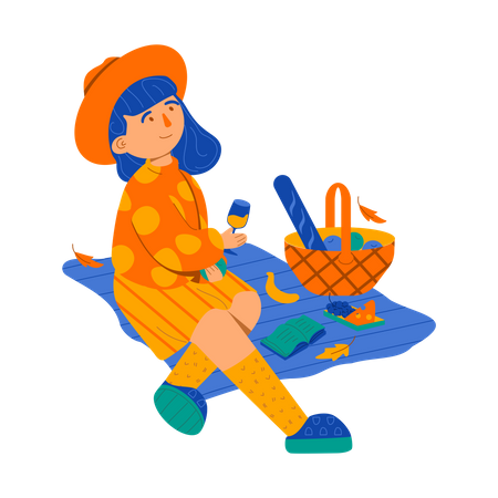 Girl enjoying summer vacation  Illustration