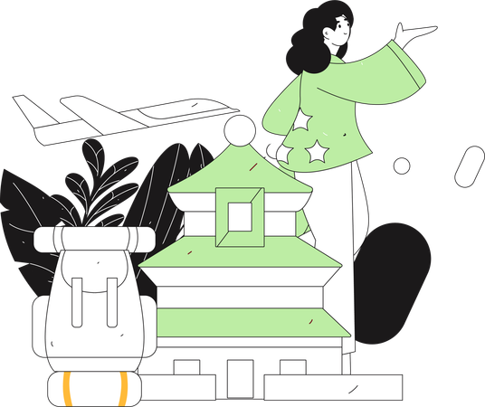 Girl enjoying trip  Illustration
