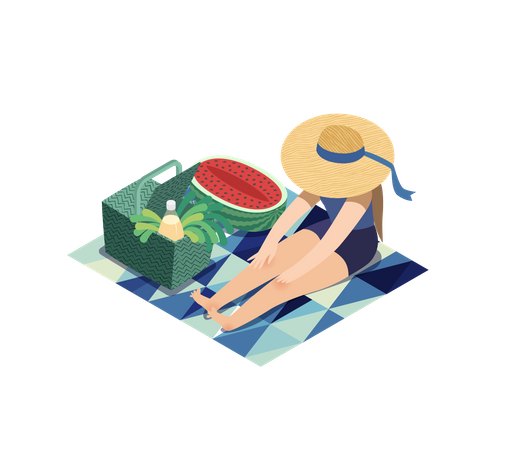 Girl enjoying vacation Illustration