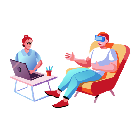 Girl enjoying vr therapy  Illustration