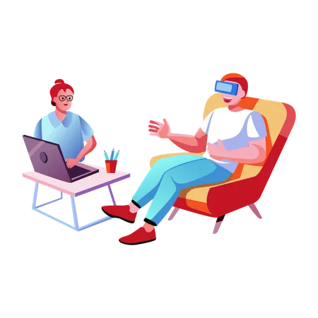 Girl enjoying vr therapy  Illustration