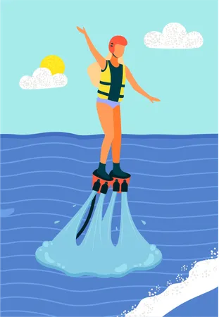 Girl enjoying water jetpack  Illustration