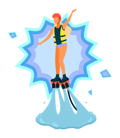 Girl enjoying water jetpack  Illustration