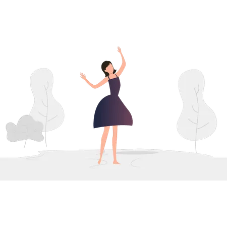 Girl enjoying weather  Illustration