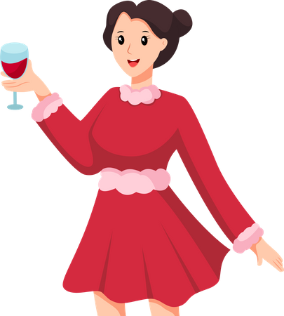 Girl enjoying wine  Illustration