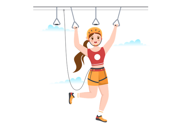 Girl enjoying zip line  Illustration