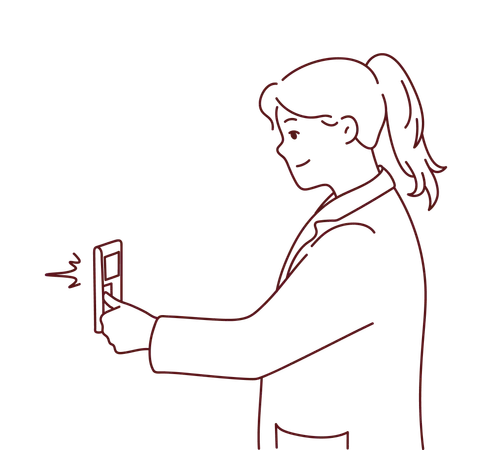 Girl enter unlock pin in door lock  Illustration