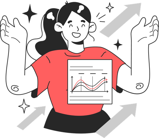 Girl excited for market growth  Illustration