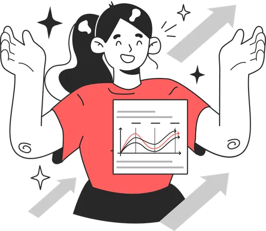 Girl excited for market growth  Illustration