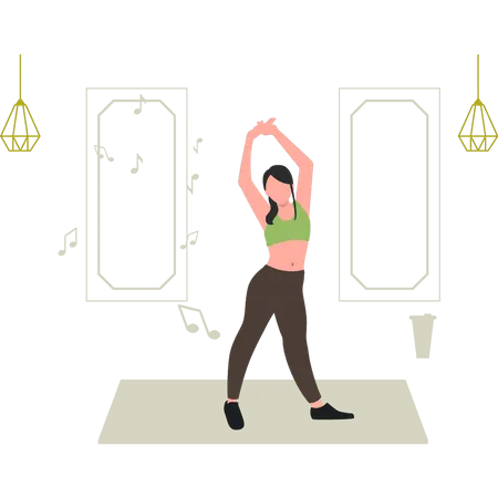 Girl Exercising At Home Illustration
