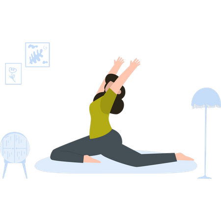 Girl exercising at home Illustration