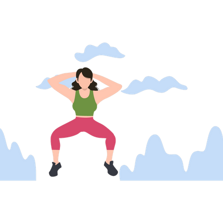 Girl exercising at home  イラスト