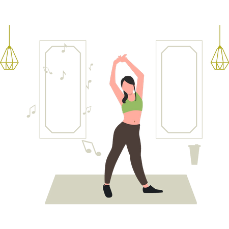 Girl Exercising At Home  Illustration