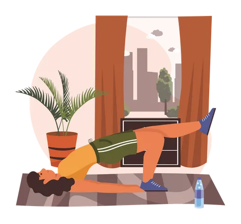 Girl exercising at home  Illustration