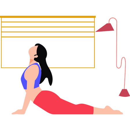 Girl exercising in cobra pose  Illustration