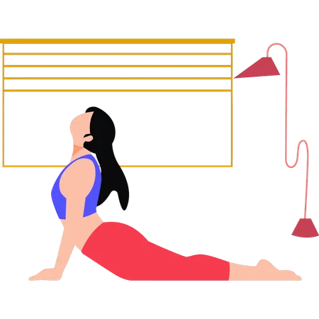 Girl exercising in cobra pose  Illustration