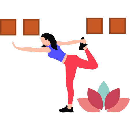 Girl exercising in dancer pose  Illustration