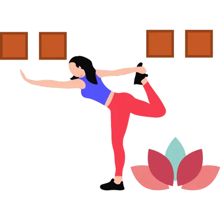 Girl exercising in dancer pose  Illustration