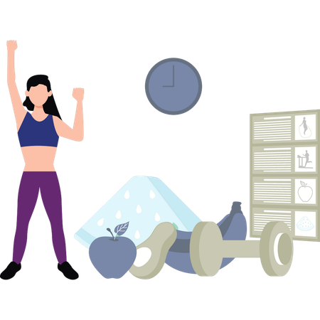Girl Exercising In Gym  Illustration
