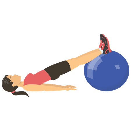 Girl exercising on gym ball  Illustration