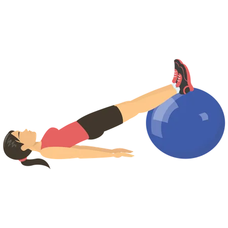 Girl exercising on gym ball  Illustration