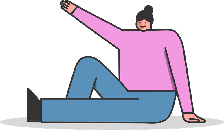 Girl Exercising Sitting On The Floor Illustration