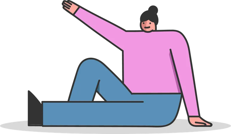 Girl Exercising Sitting On The Floor  Illustration