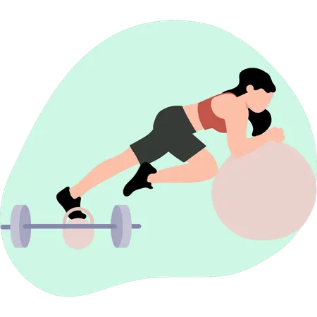 Girl exercising with ball  Illustration