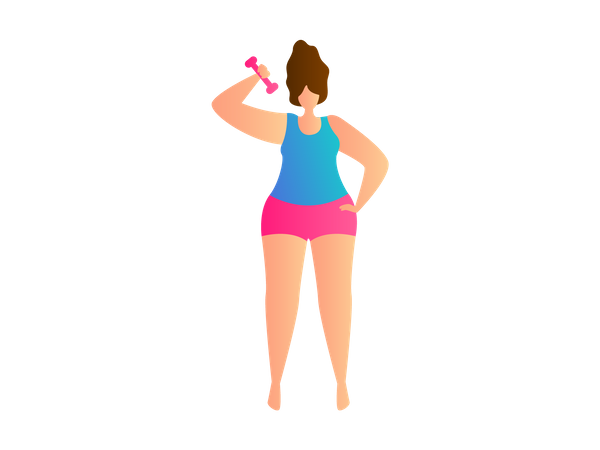Girl exercising with dumbbell  Illustration