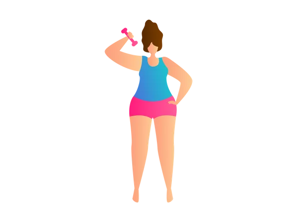Girl exercising with dumbbell Illustration