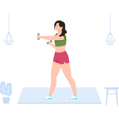 Girl exercising with dumbbells  Illustration