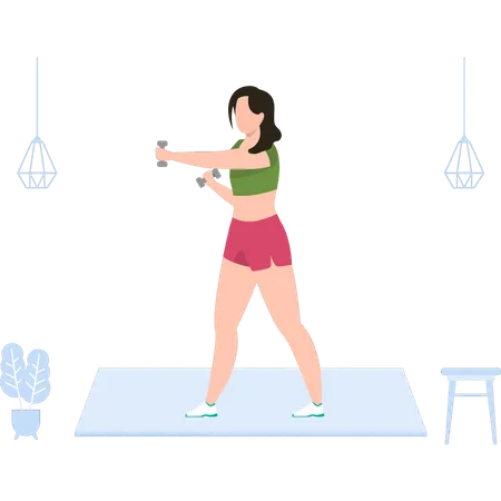 Girl exercising with dumbbells  Illustration
