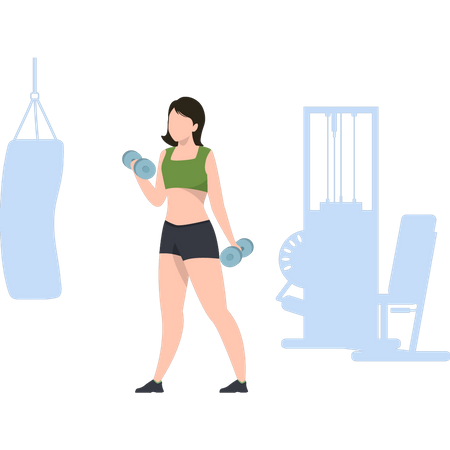 Girl exercising with dumbbells Illustration