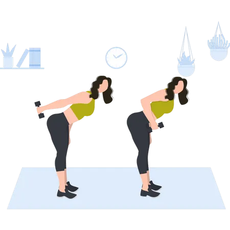 Girl Exercising With Dumbbells Illustration