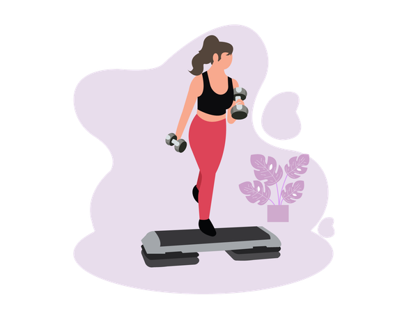 Girl exercising with dumbbells  Illustration