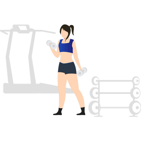 Girl exercising with dumbbells  Illustration