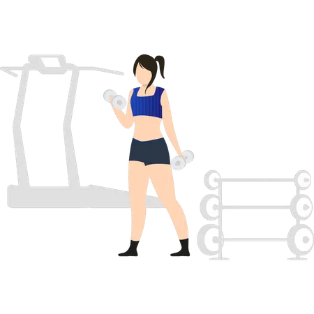 Girl exercising with dumbbells  Illustration