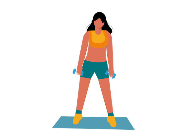 Girl exercising with dumbbells  Illustration