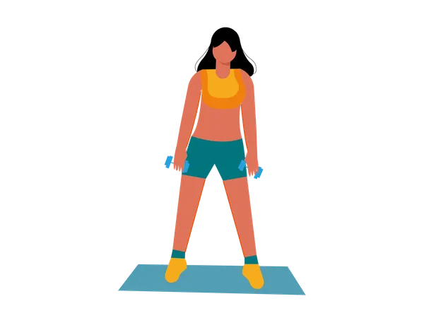 Girl exercising with dumbbells  Illustration