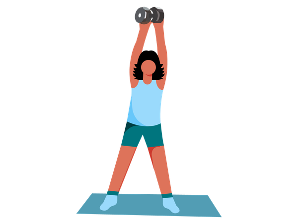 Girl exercising with dumbbells  Illustration