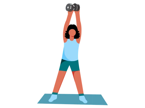 Girl exercising with dumbbells  Illustration