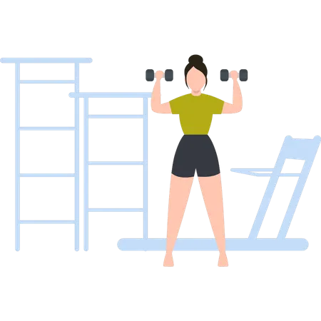 Girl exercising with dumbbells  Illustration